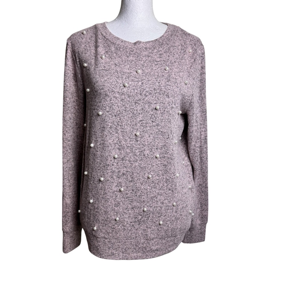 Juicy Couture Women's Sweater Pink/Gray Size XS Pearl Bead Accent Soft Pullover